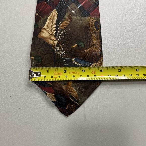 Vintage Robert Talbott Parisian Silk Necktie Tie Red Plaid Duck Old Money Preppy - Picture 8 of 11